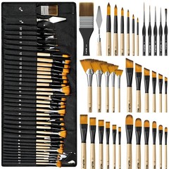 Nicpro 36pcs Paint Brush Set, Professional Paintbrushes with Palette Wooden