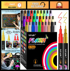 Extra Fine Tip Liquid Chalk Markers – 30 Colors, 0.7mm, No Residue, Bistro & Men
