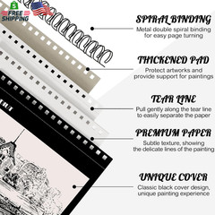 12 Pack Sketch Book, 8.5 X 11Inch Sketchbook, 68Lb/100Gsm Top Spiral Bound Sketc