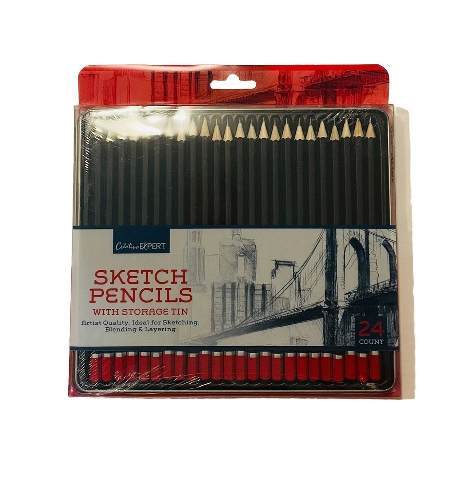 Creative Expert Sketch Pencil 24 Metal Tin Drawing Blending Art Draw Paint Colla