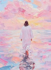 Paint by Numbers for Adults and Kids, Pink Wall Art Religious Christian Painting