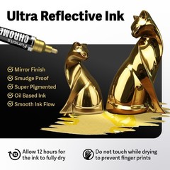 4 PCS Gold Chrome Paint Marker Pens Set 1mm 3mm 5mm 10mm Mirror Effect Art
