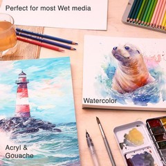 Watercolor Pad 9×12”, 30 Sheets, Glue Bound, Acid-Free Paper, 140lb (300gsm),…