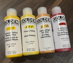 Lot of 4 Golden Fluid Acrylic Paints (4 oz.) Brand New/Sealed