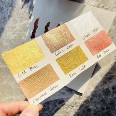 Csy Art Supplies Handmade Watercolors Paint Set – 6 Metallic Gold Colors Half P
