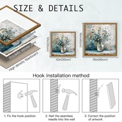 HLXRAE Eucalyptus Leaf Wall Art, Sage Green Botanical Canvas Print, Rustic Fa…