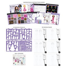 Glam Fashion Sketch Set, Includes Sketch Pad with Stencils & Stickers, Fashio…