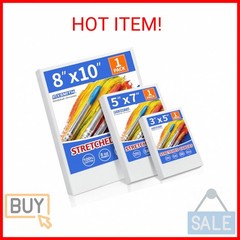 FIXSMITH Stretched Canvas for Painting, 3″x5″, 5″x7″, 8″x10″, Pack of 3, Pre-Pri