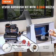 Dual-Fan Airbrush Kit: 3.5L Tank, 0.3mm Spray, 47dB Quiet