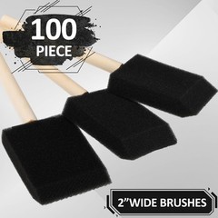100 Pack 2 Inch Foam Paint Brushes Bulk Foam Sponge Brushes with Wood Handle …