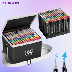 168 Colors Dual Tip Artist Alcohol Markers Set with Carrying Case – Perfect f…
