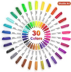 30 Colors Permanent Markers, Fine Point, Assorted Colors, Works on Plastic,Wo…