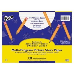 Pacon 2423 Multi-Program Picture Story Paper, 5/8-Inch Long Rule, 12 x 9, White