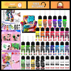 33 Colors Acrylic Airbrush Paint Set – Ready to Spray, Water-Based, Includes Thi