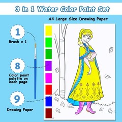 Watercolor Coloring Book for Kids, Paint with Water- Magic Paint Set Water Paint