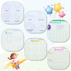 6PCS Magic Practice Copybook for Kids – Reusable Grooved Handwriting Practice…