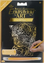 Gold Foil Engraving Art Mini Kit 5″X7″-Leopard In Tree