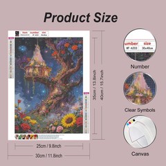 Colorful Flowers Diamond Painting Kits for Adults,Treehouse Diamond Art for Begi