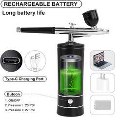 Airbrush Kit, Rechargeable Cordless Non-Clogging High-Pressure Air Brush Set