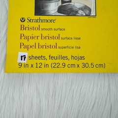 USED Strathmore 300 Series Bristol Paper Pad, Smooth Tape Bound 9″x12″ 17 Sheets