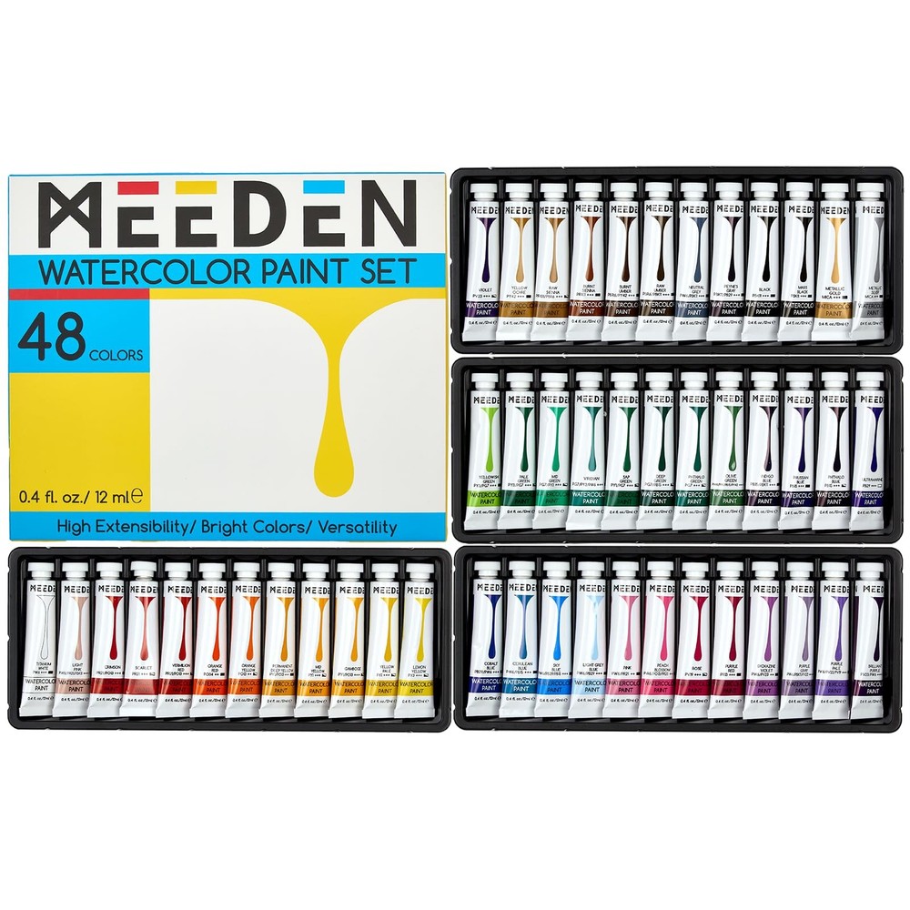 MEEDEN Watercolor Paint Tubes Set – 48 x 19.2 Fl Oz (Pack of 1), 48 Colors