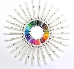 Sign Pen Twin Brush, 30-Pack, Assorted Colors, Plastic Box