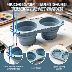 Paint Brush Cleaner Cup, Foldable Silicone Brush Cleaning Rinse Cup with Dual…