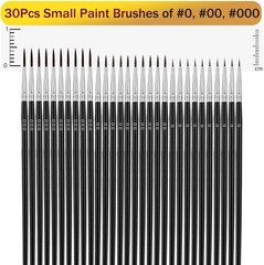30 Pcs Detail Brushes Set Fine Tip Paint Brushes for Nail Art Model Craft