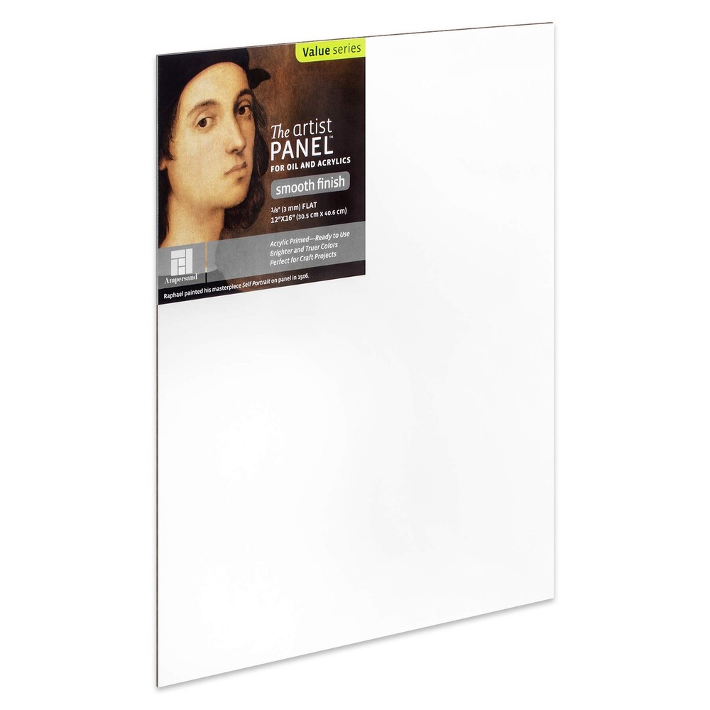 Ampersand Art Supply Primed Smooth Artist Panel | 12″ x 16″ | 1/8″ Flat Profi…