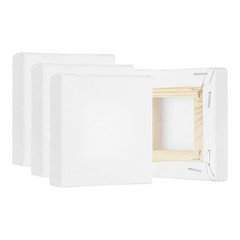Stretched Canvas, 20 Pcs 2.4″ x 2.4″ Square Canvas for Painting, White