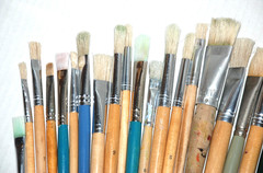 Mixed Lot of 41 Paint Brushes Flats Artist Loft Grumbacher Royal Taklon Dana