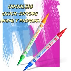 36 Packs 72 Colors Acrylic Paint Pens Dual Brush Tip Marker Set Stone Wood DIY