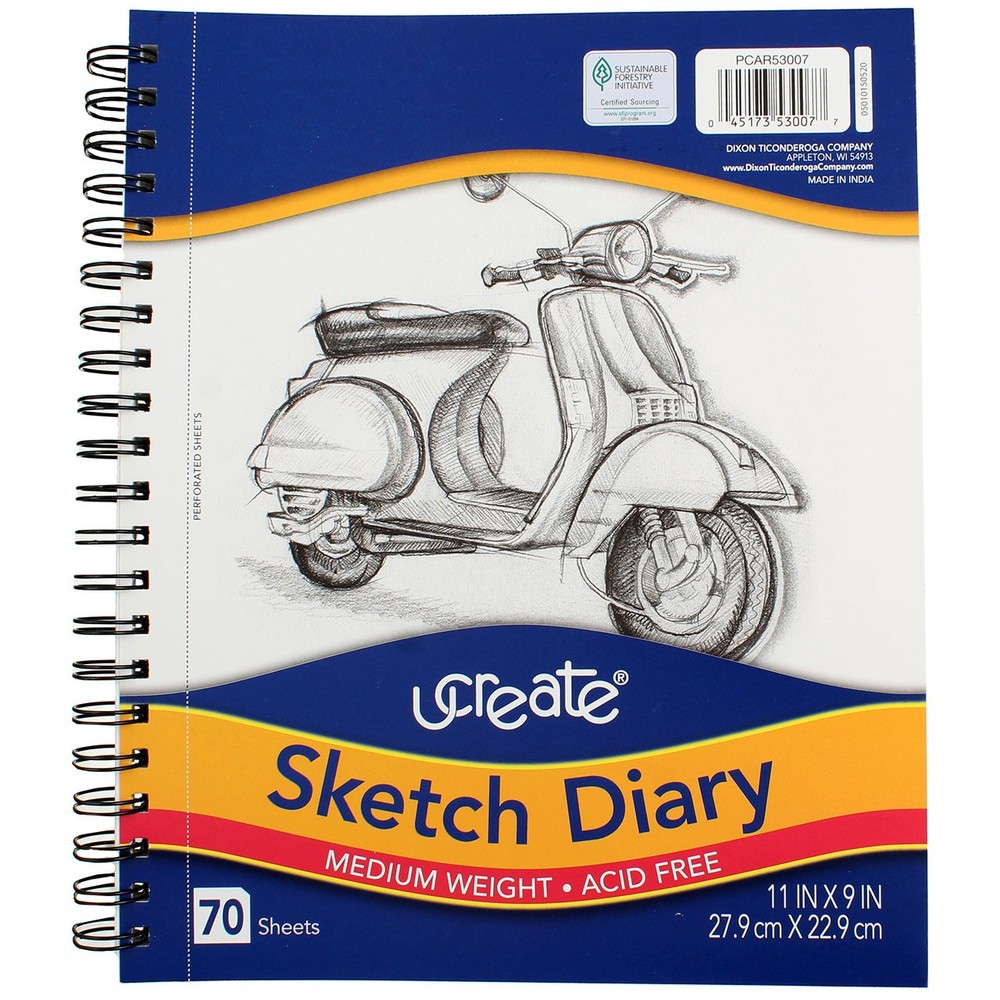 2 Pack Pacon Ucreate Medium Weight Sketch Diary, 70 Ct