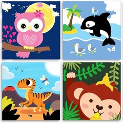 4 Pack DIY Paint by Numbers for Kids Ages 4-8 – Paint by Number for Kids Beginne