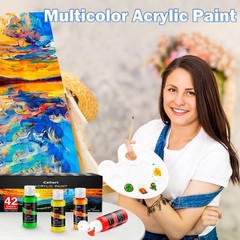 Acrylic Paint Set with 12 Brushes, 42 Colors 59ml, 2oz Art Craft Paints Gifts…
