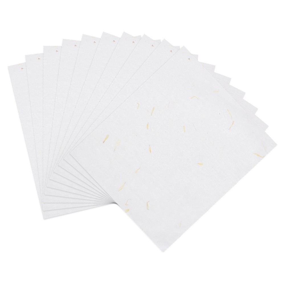 10Pcs A4 Mulberry Paper Sheets for Calligraphy, Yellow Flowers 8.3″ x 11.7″