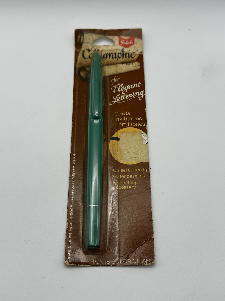 Vtg Sanford Calligraphic Pen Green Fine Point 2.5mm Permanent No 40104 NOS