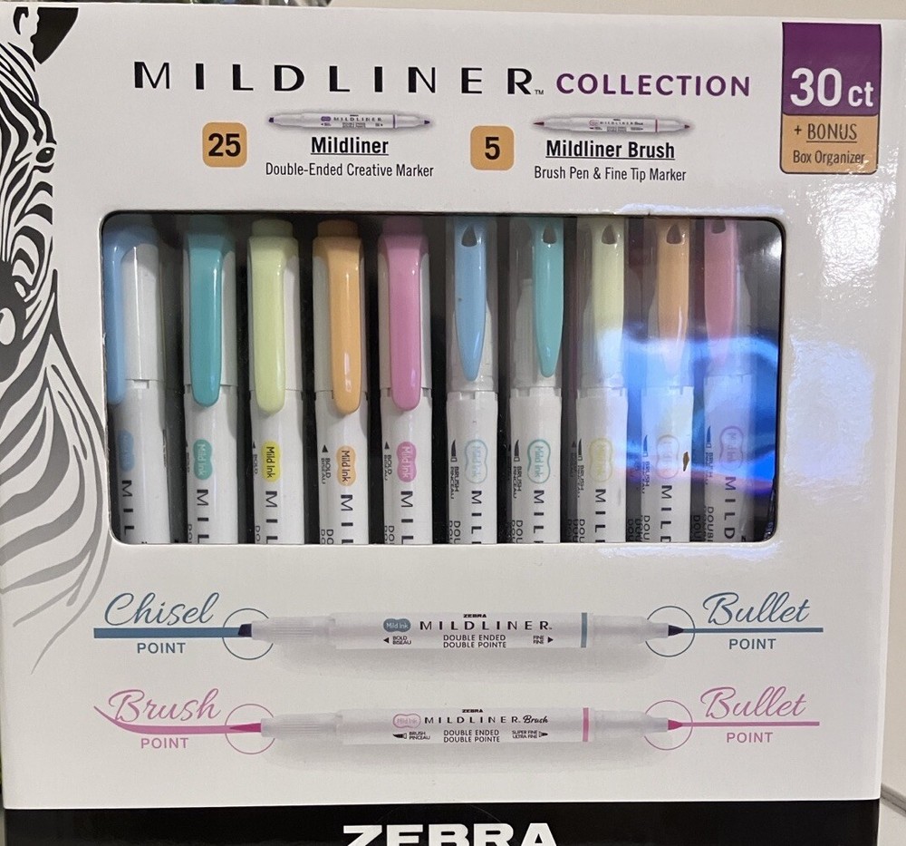 Zebra Mildliner Double-Ended Creative Markers 30-Pack **Brand New**