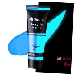 Glow in the Dark Paint, Neon Blue Paint (120ml / 4.05oz) Tubes, Art Craft