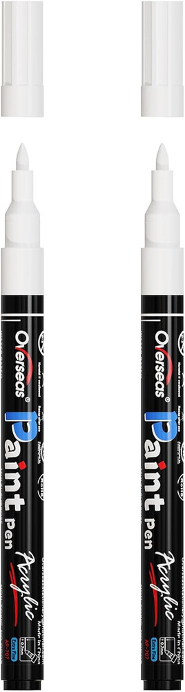 White Acrylic Paint Pens 2 Pack, 0.7mm Extra Fine Tip Permanent Markers, Water-B