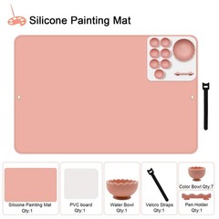 23.6×15.7 Inch Large Silicone Painting Craft Paint Mat Bowl Brush Holder Kids