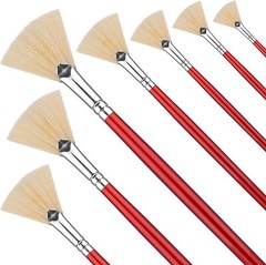 7Pcs Fan Brush Painting Artist Paint Hog Bristle Oil Acrylic Watercolor Gift New