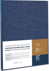 50 Pack 16 Mil Leather-Textured Heavyduty Polycovers, Letter Size, Plastic Bindi