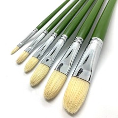 XDT#515 Filbert Art Brush 6 Pc #2# #6#8#10#12 Set Pure Hog Bristle Acrylic Oil