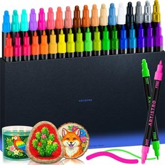 Precision Dual-Tip Acrylic Paint Markers – Paint Pens Set with 36 Multicolor
