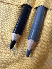 Fabriano Made Italy Set 24 chunky coloured pencils linen roll up Excellent Cond
