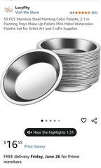 LucyPhy 50PCS Stainless Steel Painting Color Palette Mini Metal Trays 2.1 in