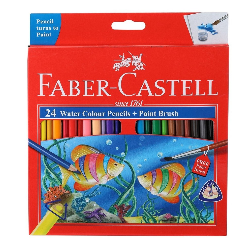 Faber-Castell Water Color Pencils with Paint Brush – Pack of 24