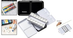 Black Enamel Travel Watercolor Palette with 12 Half Pans – Customizable Design