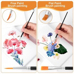 160 PCS Small Paint Brushes Bulk Black Nylon Hair Flat Tip Round Kids Set